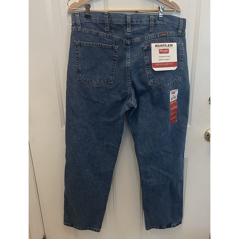 Rustler by Wrangler Jeans Men's 34x29 Straight Leg Denim Western Rodeo Cowboy